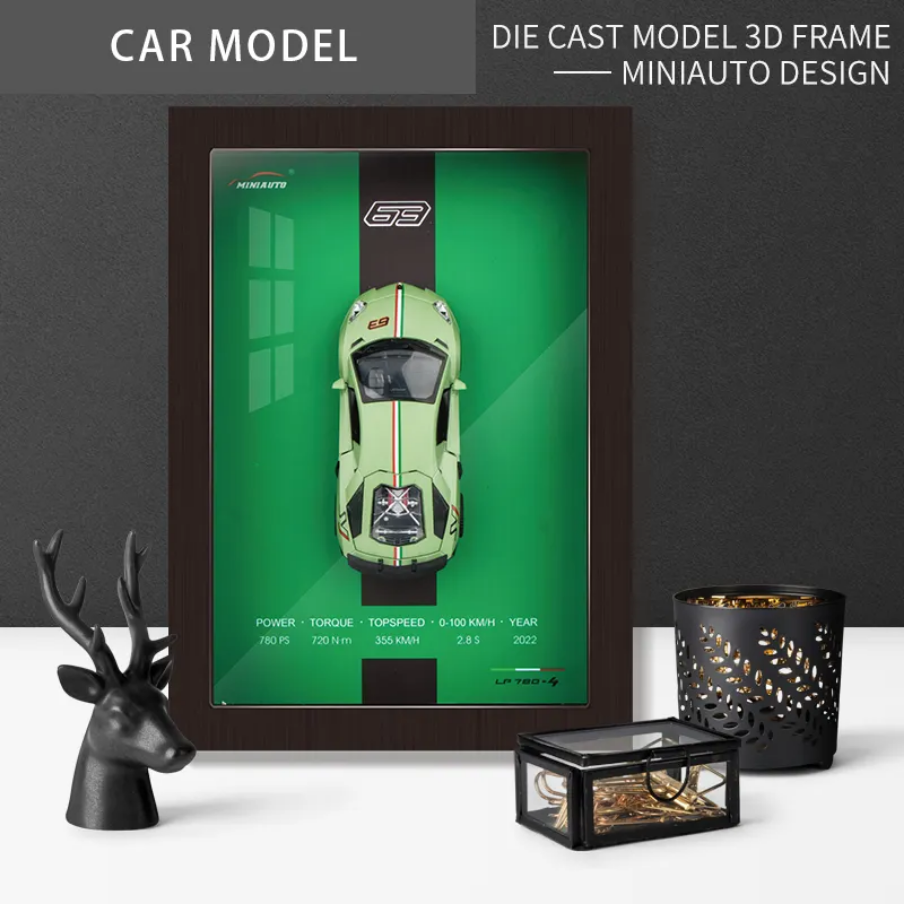 Lamborghini Diecast Car with 3D Frame