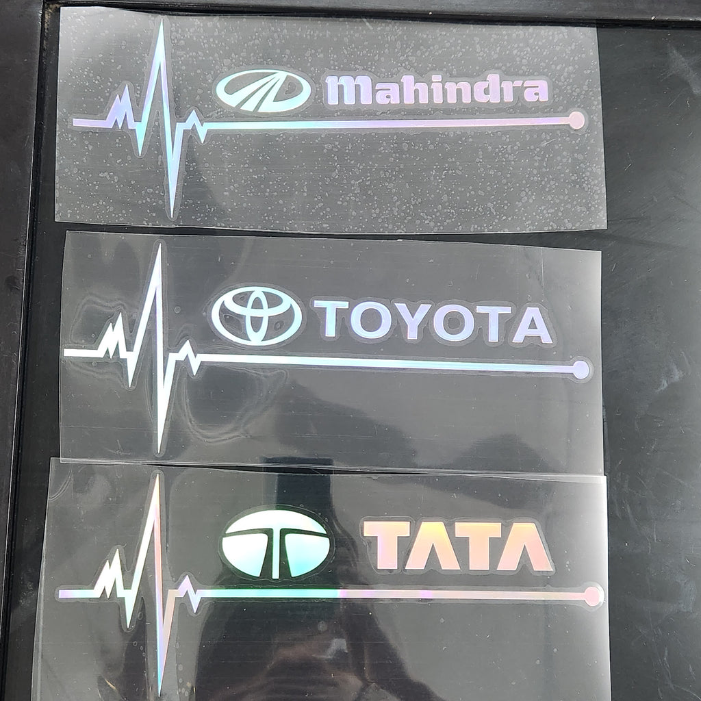 Heartbeat Brand Logo Laser Reflective Car Sticker (2 Pcs Set)