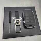 Kia 4 Button Key Exclusive Aluminium Alloy Leather Keycase with Holder & Rope Chain