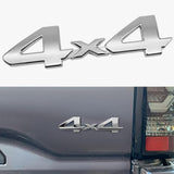 3D 4x4 Metal Sticker Decal Silver (15 x 3.5 cm)