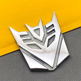 3D Transformer Deception Radium Glow Metal Sticker Decal Silver (9.5x7.5 cm)