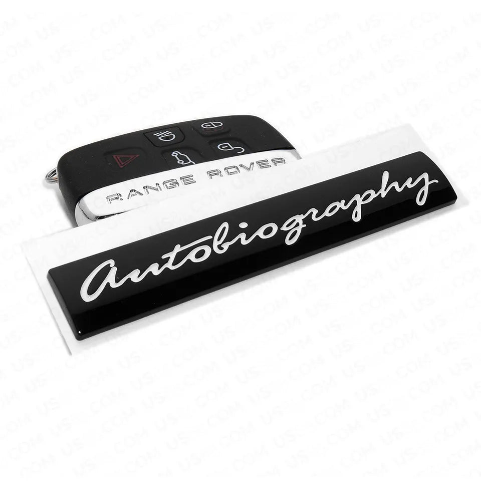 3D Autobiography Logo Metal Sticker Decal Black/White (11 x 2 cm)