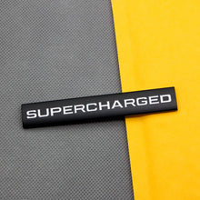 Load image into Gallery viewer, 3D Supercharged Logo Metal Sticker Decal Black/White (11 x 2 cm)