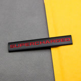 3D Supercharged Logo Metal Sticker Decal Black/Red (11 x 2 cm)