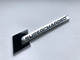 3D Supercharged v2.0 Logo Metal Sticker Decal Black/Silver (10.5 x 2.5 cm)