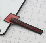 3D Supercharged v2.0 Logo Metal Sticker Decal Red/Black (10.5 x 2.5 cm)