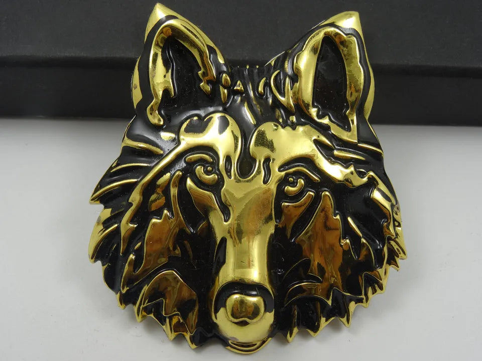 3D Wolf Metal Sticker Decal Gold (6.5x6 cm)