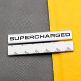 3D Supercharged Logo Metal Sticker Decal Grey/Black (11 x 2 cm)