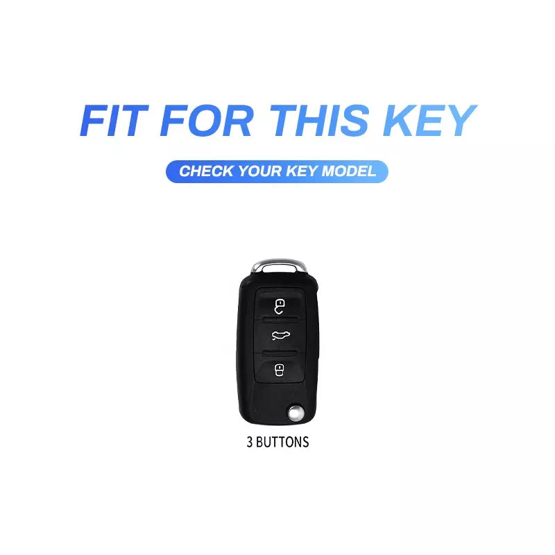 Volkswagen Old Flip Key Premium Metal Alloy Keycase with Holder & Rope Chain